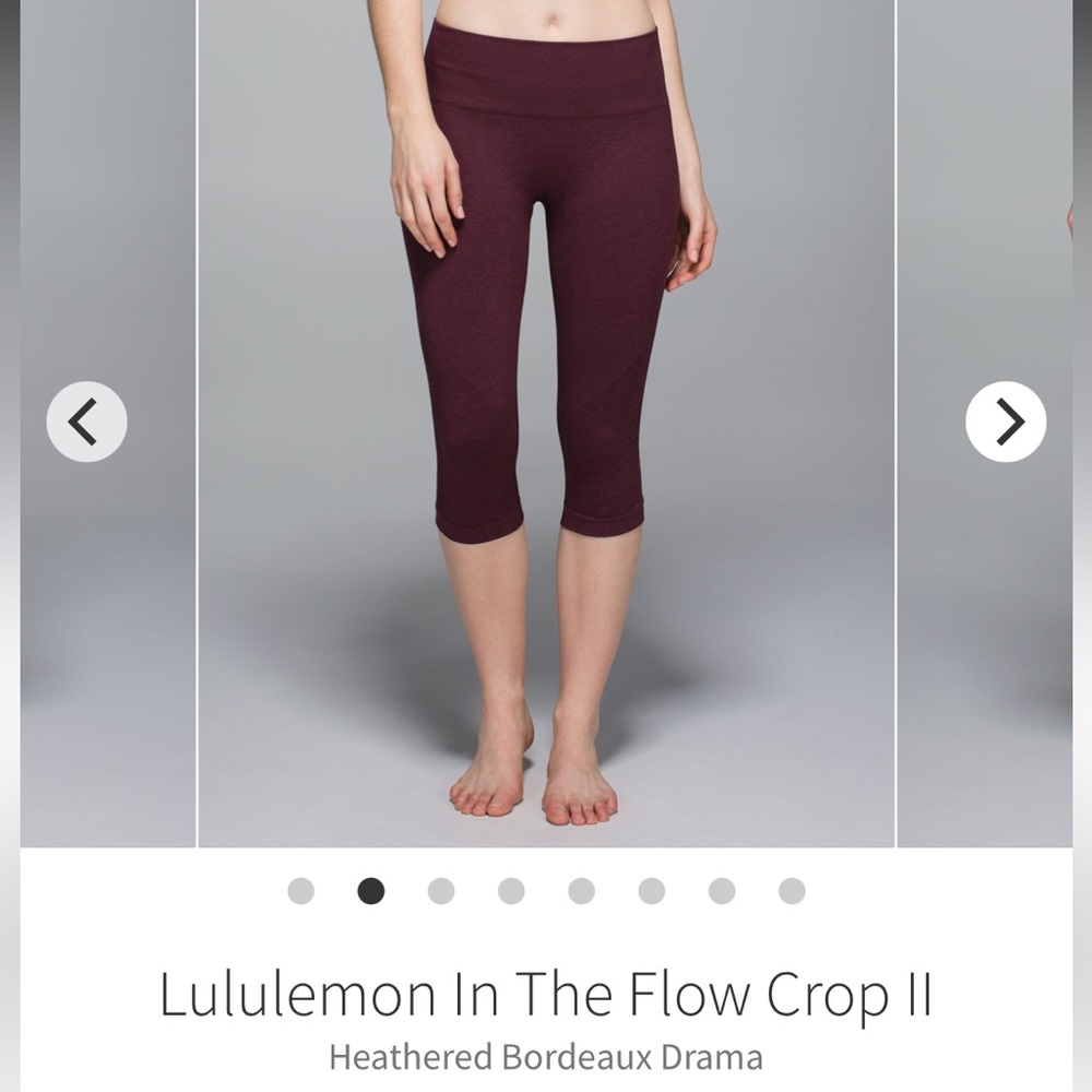 LULULEMON | In The Flow Crop II Heathered Bordeaux Drama Sz 4